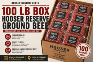 100 lb Hooser Reserve Ground Beef Box (Stock Up Special)