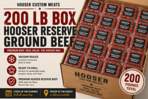 200 lb Hooser Reserve Ground Beef Box (Stock Up Special)