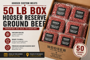 50 lb Hooser Reserve Ground Beef Box (Stock Up Special)