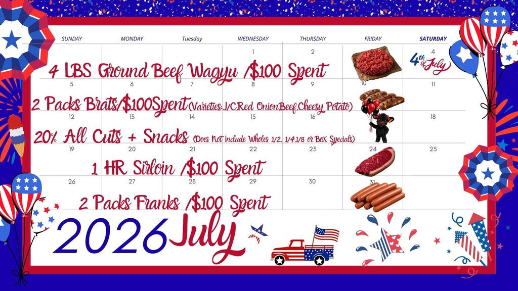 July Free Beef Fridays calendar