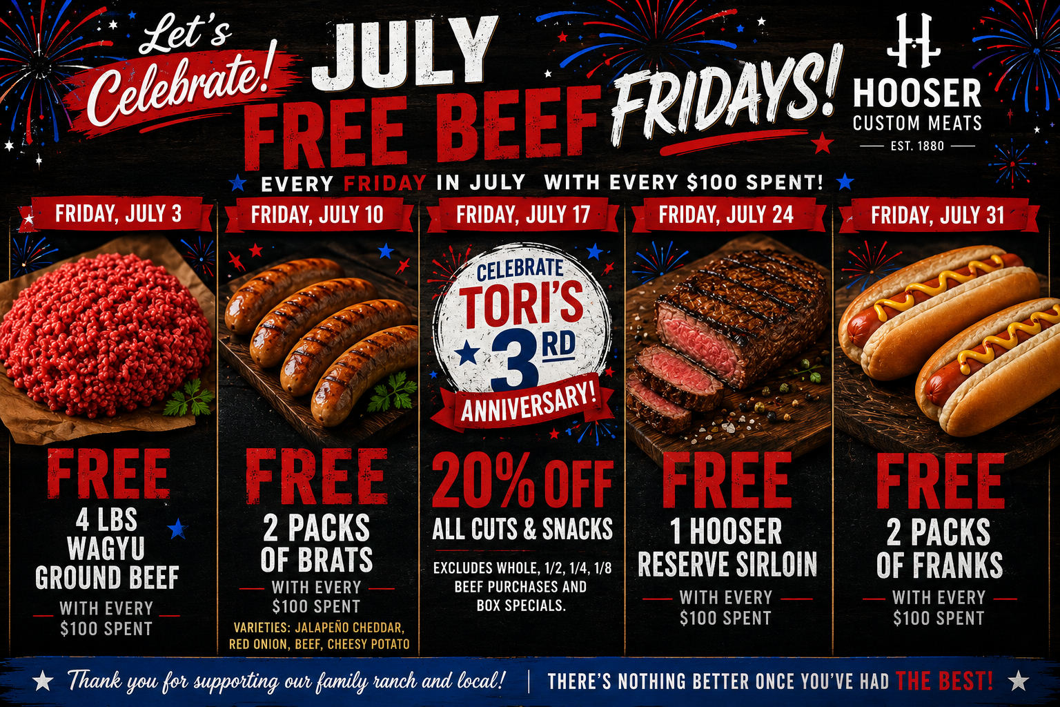 July Free Beef Fridays at Hooser Custom Meats