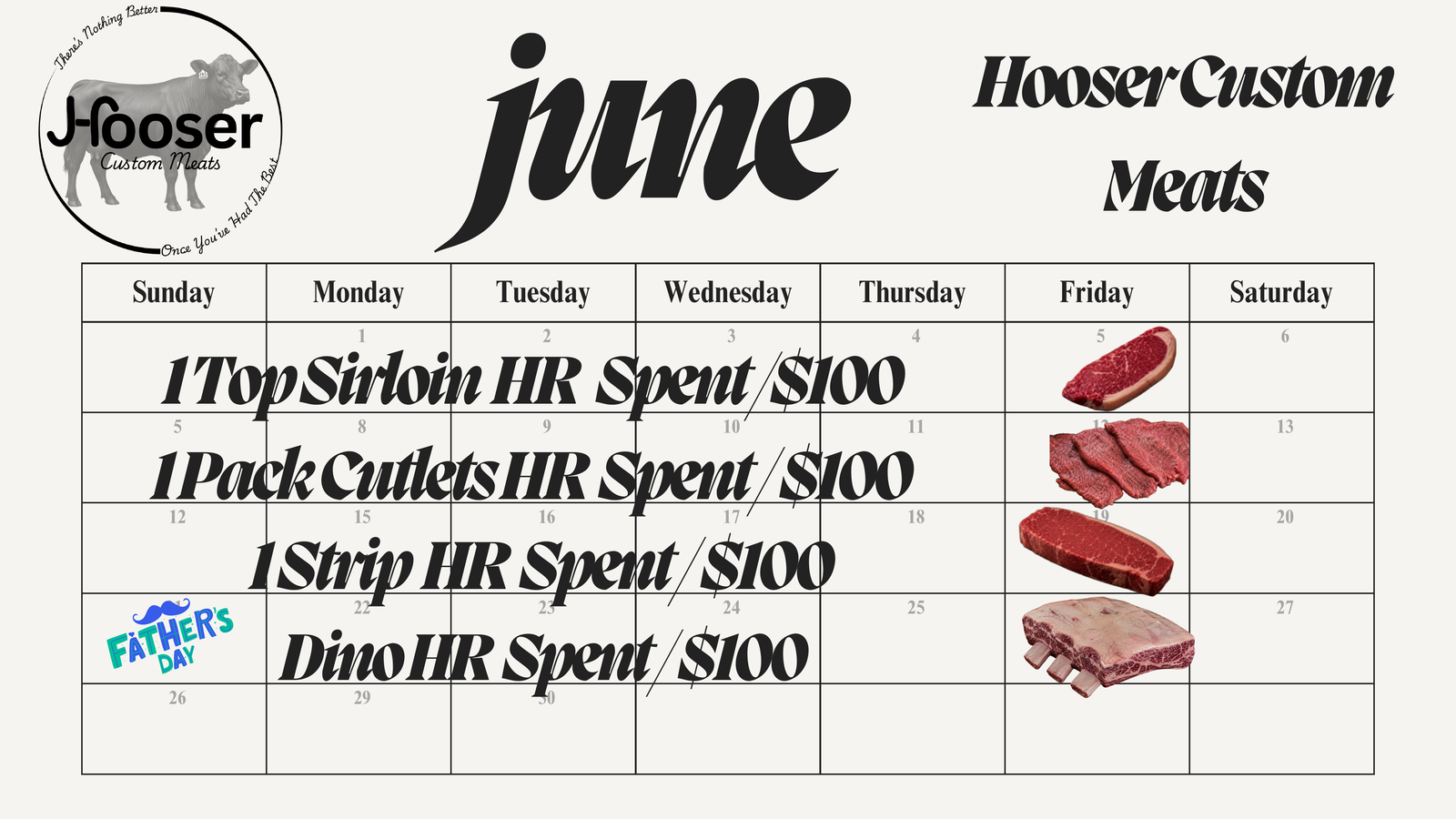 June Free Beef Fridays calendar