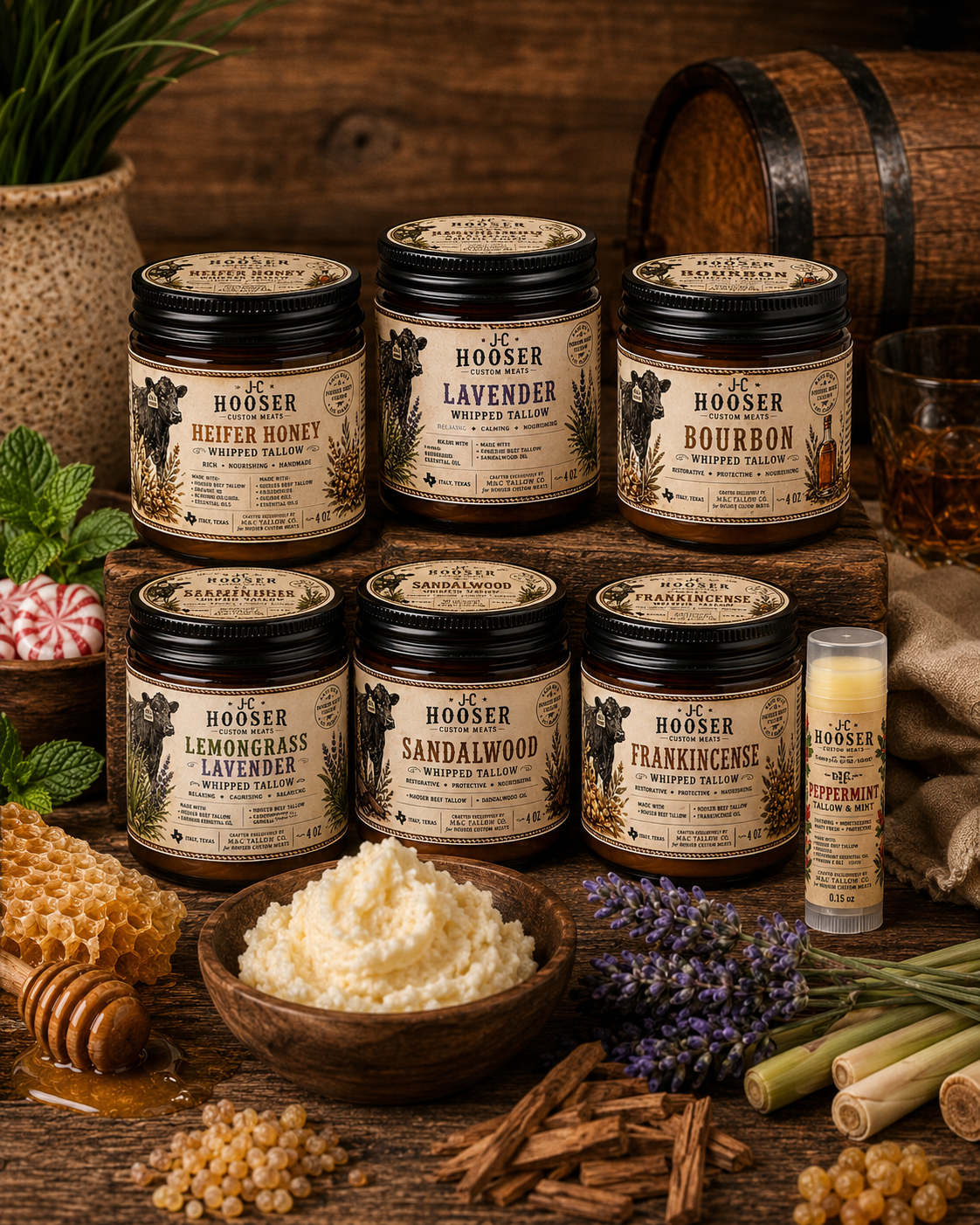 Hooser Whipped Tallow jars