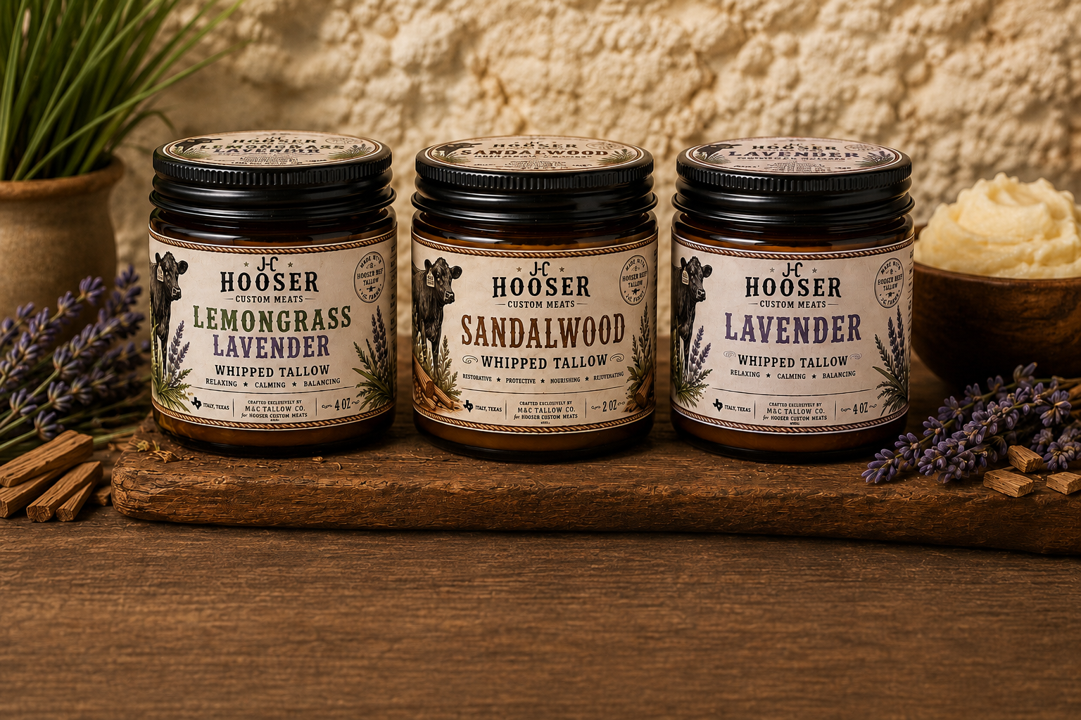 Hooser Whipped Tallow jars