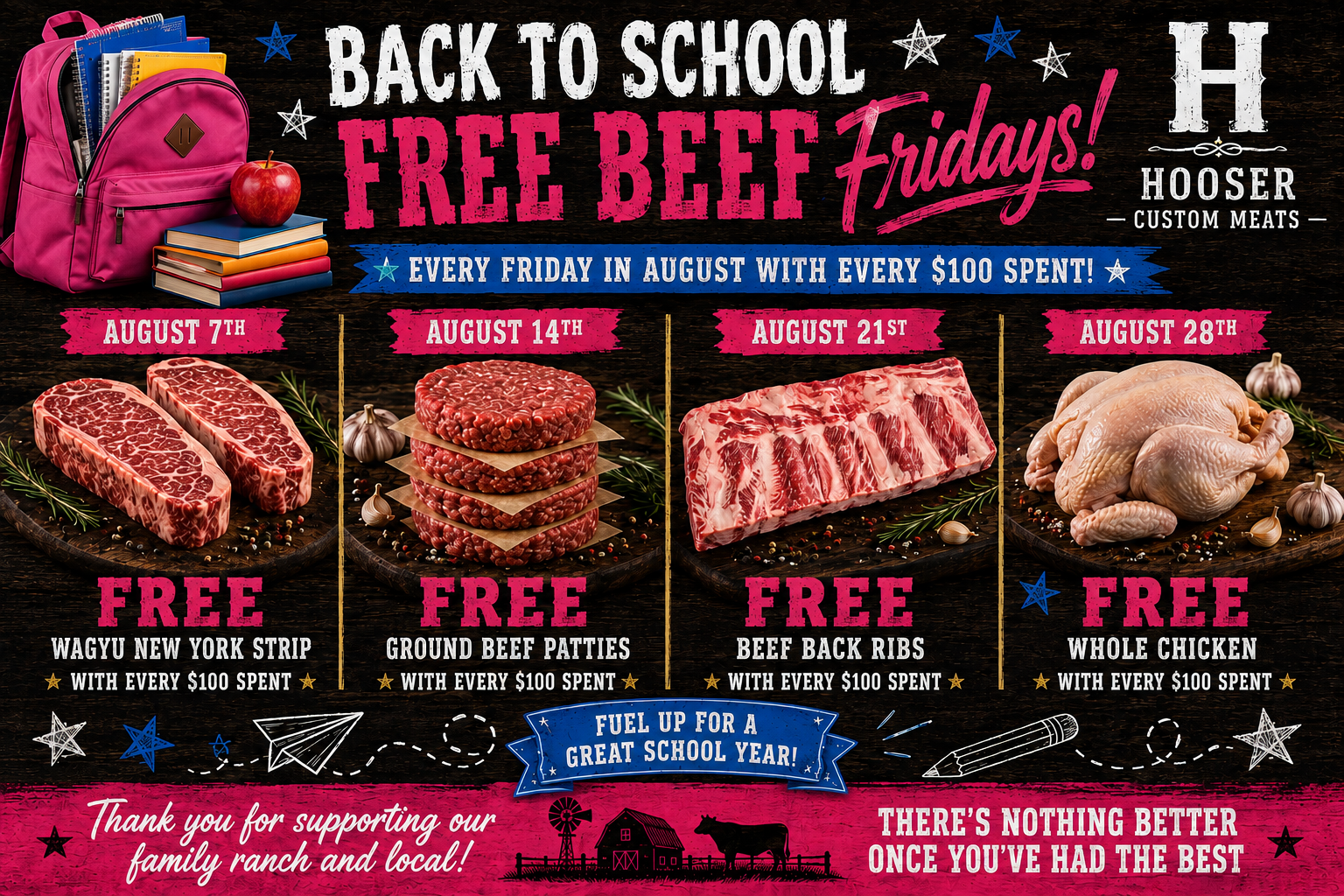 August Free Beef Fridays at Hooser Custom Meats